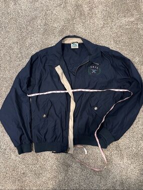 Fahrenheit Navy Windbreaker Jacket with Embroidered Skis and Vail